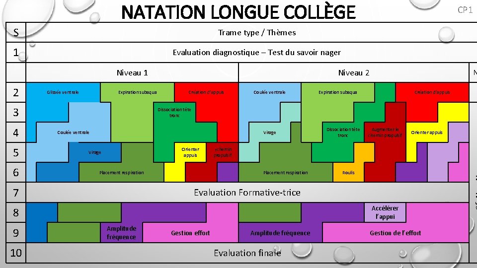 NATATION LONGUE COLLÈGE S Trame type / Thèmes 1 Evaluation diagnostique – Test du