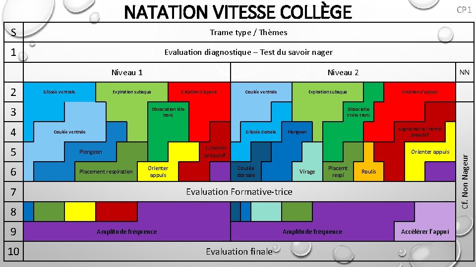 NATATION VITESSE COLLÈGE S Trame type / Thèmes 1 Evaluation diagnostique – Test du