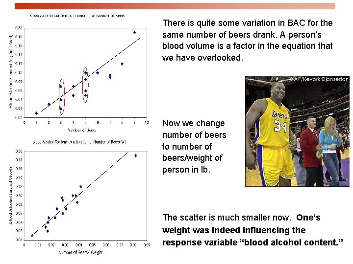 There is quite some variation in BAC for the same number of beers drank.