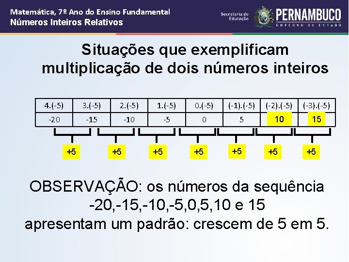 Matemática, 7º Ano do Ensino Fundamental Números Inteiros Relativos Situações que exemplificam multiplicação de Matemática, 7º Ano do Ensino Fundamental Números Inteiros Relativos Situações que exemplificam multiplicação de