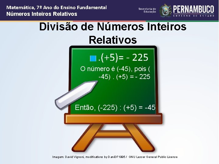Matemática, 7º Ano do Ensino Fundamental Números Inteiros Relativos Divisão de Números Inteiros Relativos. Matemática, 7º Ano do Ensino Fundamental Números Inteiros Relativos Divisão de Números Inteiros Relativos.