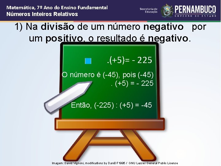 Matemática, 7º Ano do Ensino Fundamental Números Inteiros Relativos 1) Na divisão de um Matemática, 7º Ano do Ensino Fundamental Números Inteiros Relativos 1) Na divisão de um