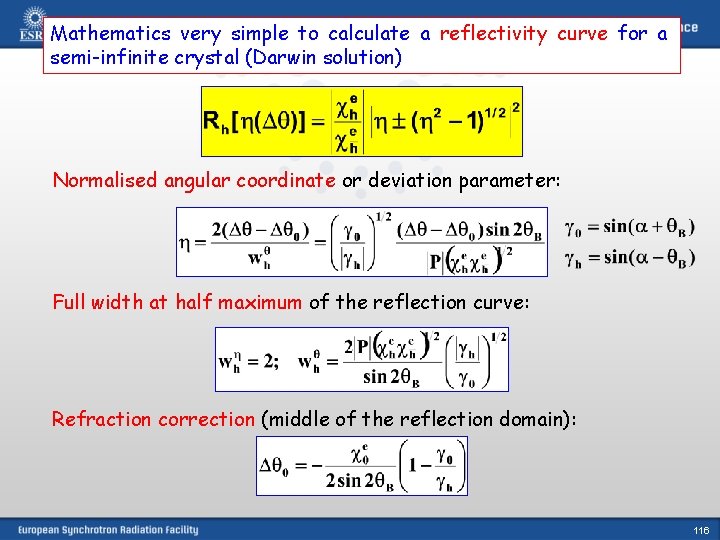 Mathematics very simple to calculate a reflectivity curve for a semi-infinite crystal (Darwin solution)