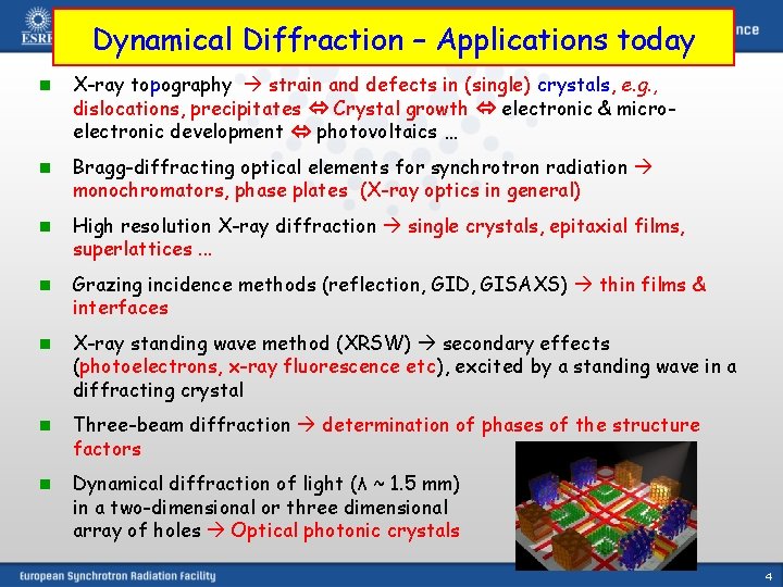 Dynamical Diffraction – Applications today n X-ray topography strain and defects in (single) crystals,