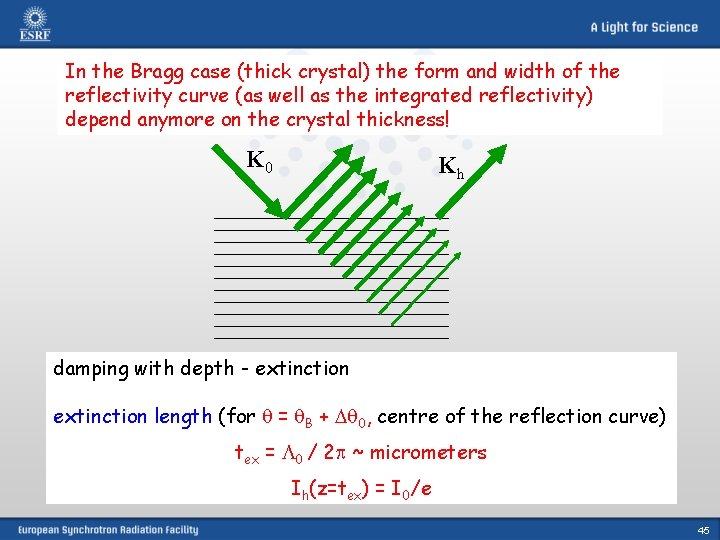 In the Bragg case (thick crystal) the form and width of the reflectivity curve