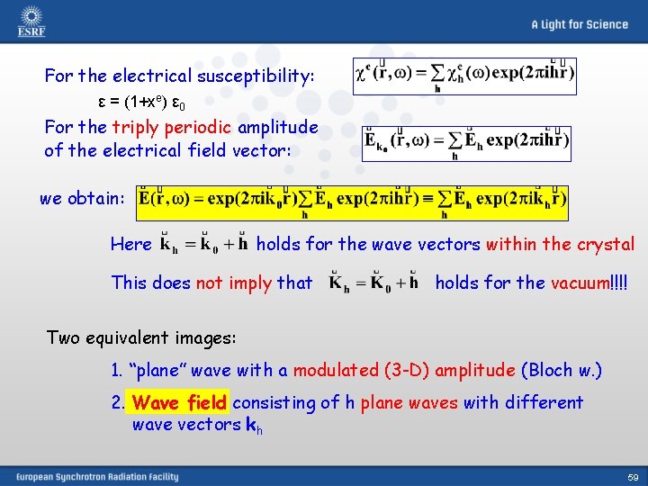 For the electrical susceptibility: ε = (1+xe) ε 0 For the triply periodic amplitude