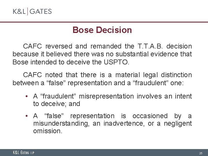 Bose Decision CAFC reversed and remanded the T. T. A. B. decision because it