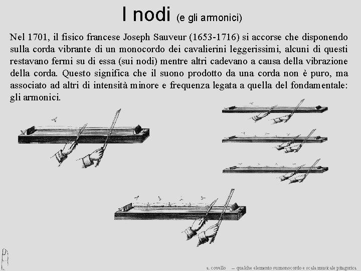 I nodi (e gli armonici) Nel 1701, il fisico francese Joseph Sauveur (1653 -1716)