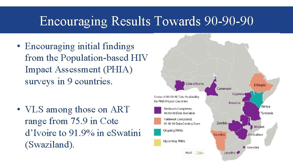 Encouraging Results Towards 90 -90 -90 • Encouraging initial findings from the Population-based HIV