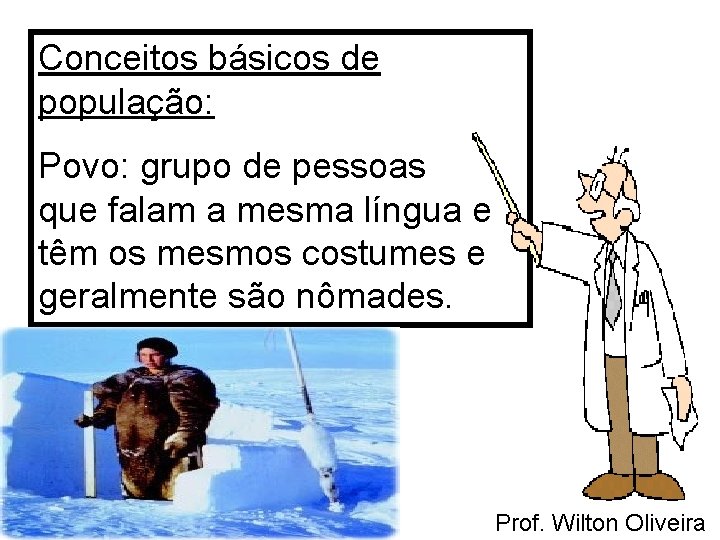 Conceitos básicos de população: Povo: grupo de pessoas que falam a mesma língua e