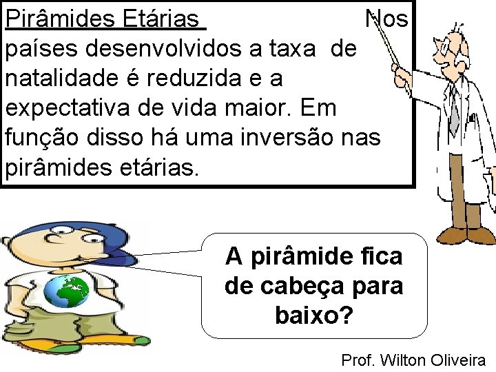 Pirâmides Etárias Nos países desenvolvidos a taxa de natalidade é reduzida e a expectativa