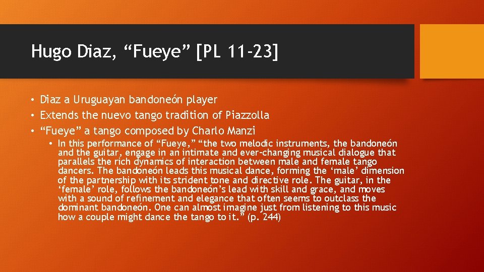 Hugo Diaz, “Fueye” [PL 11 -23] • Diaz a Uruguayan bandoneón player • Extends