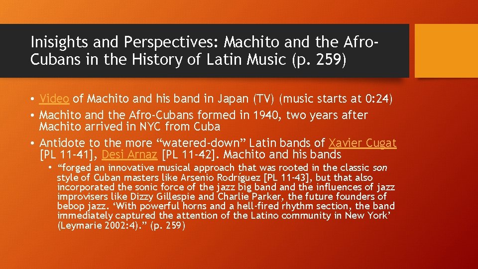 Inisights and Perspectives: Machito and the Afro. Cubans in the History of Latin Music