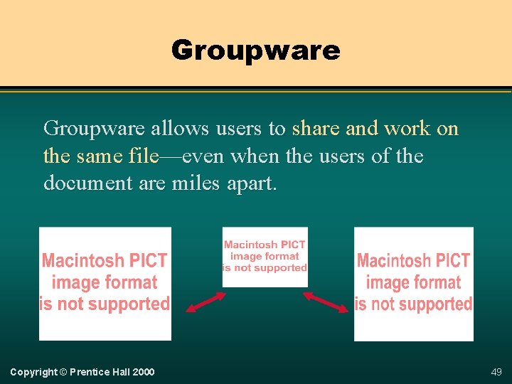 Groupware allows users to share and work on the same file—even when the users