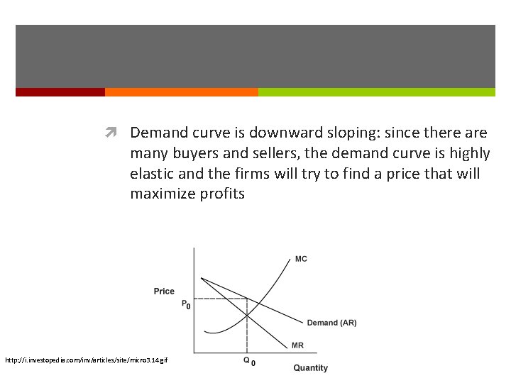  Demand curve is downward sloping: since there are many buyers and sellers, the
