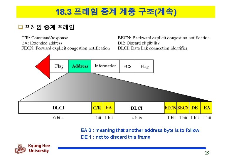 18. 3 프레임 중계 계층 구조(계속) q 프레임 중계 프레임 EA 0 : meaning