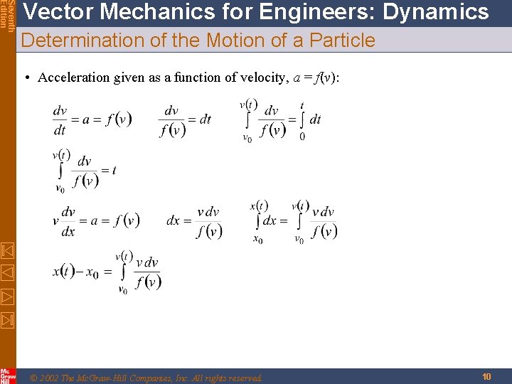 Seventh Edition Vector Mechanics for Engineers: Dynamics Determination of the Motion of a Particle