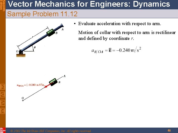 Seventh Edition Vector Mechanics for Engineers: Dynamics Sample Problem 11. 12 • Evaluate acceleration