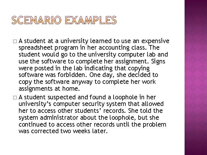 A student at a university learned to use an expensive spreadsheet program in her