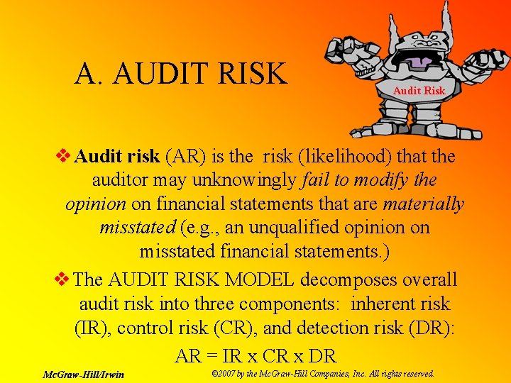 A. AUDIT RISK Audit Risk v Audit risk (AR) is the risk (likelihood) that