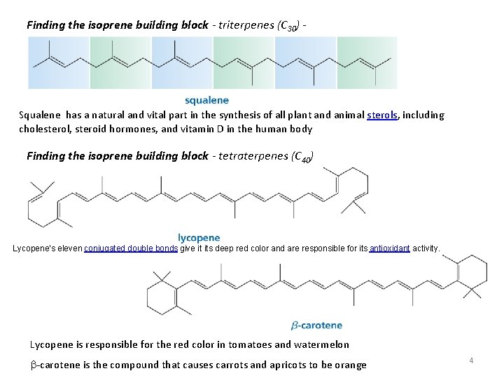 Finding the isoprene building block - triterpenes (C 30) - Squalene has a natural