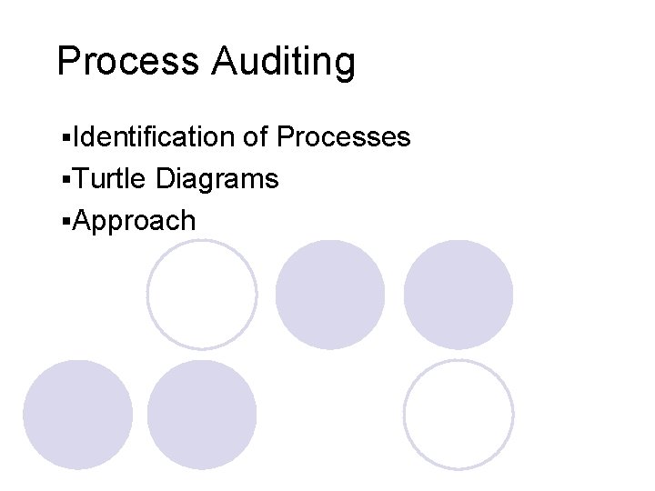 Process Auditing §Identification of Processes §Turtle Diagrams §Approach 