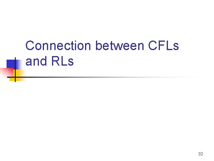 Connection between CFLs and RLs 32 