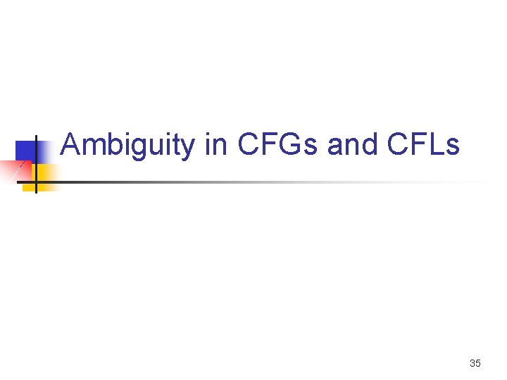 Ambiguity in CFGs and CFLs 35 