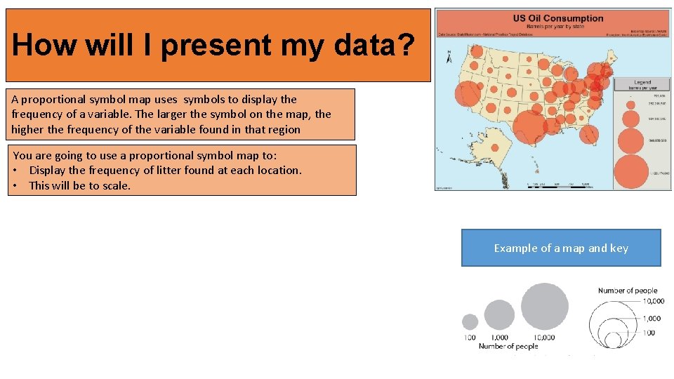 How will I present my data? A proportional symbol map uses symbols to display