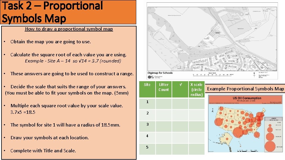 Task 2 – Proportional Symbols Map How to draw a proportional symbol map •