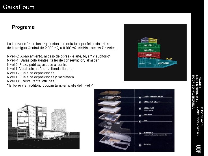 Caixa. Foum Programa La intervención de los arquitectos aumenta la superficie existentes de la