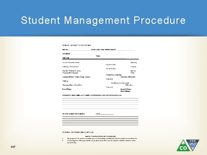 Student Management Procedure 107 