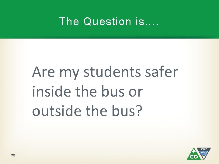 The Question is…. Are my students safer inside the bus or outside the bus?