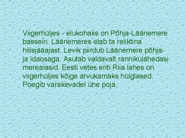 Viigerhüljes - elukohaks on Põhja-Läänemere bassein. Läänemeres elab ta reliktina hilisjääajast. Levik piirdub Läänemere