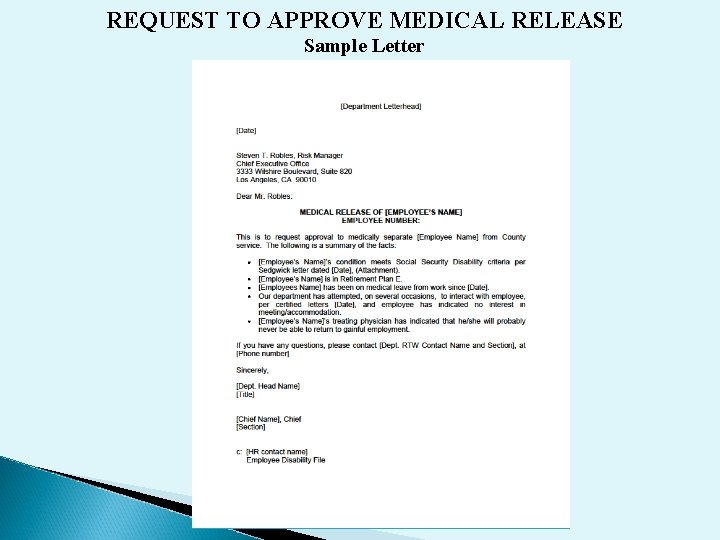 REQUEST TO APPROVE MEDICAL RELEASE Sample Letter REQUEST TO APPROVE MEDICAL RELEASE Sample Letter