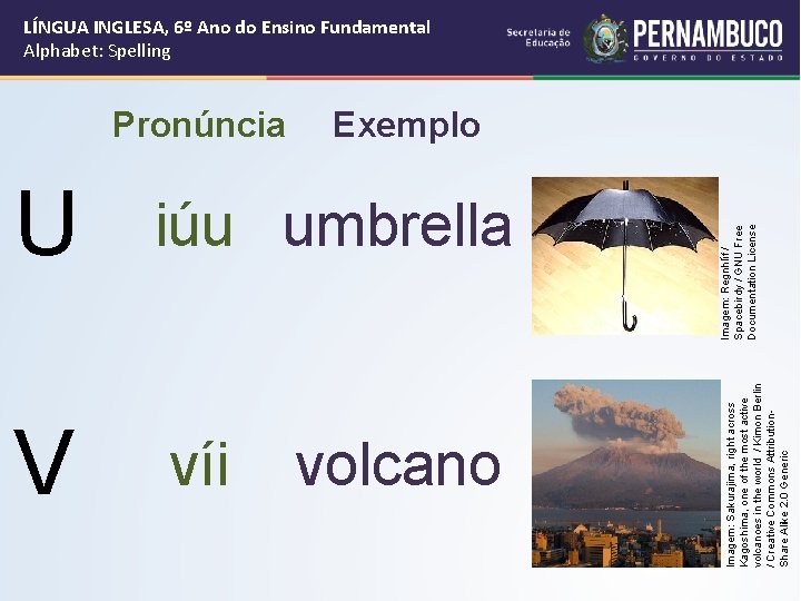U iúu umbrella V víi volcano Imagem: Regnhlíf / Spacebirdy / GNU Free Documentation