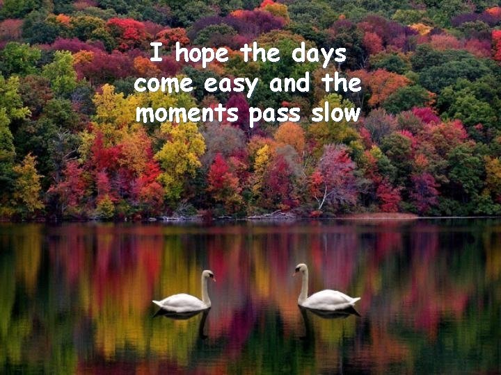 I hope the days come easy and the moments pass slow 