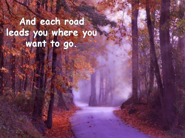 And each road leads you where you want to go. 