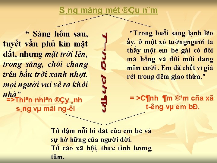 S¸ng mång mét ®Çu n¨m “ Sáng hôm sau, tuyết vẫn phủ kín mặt