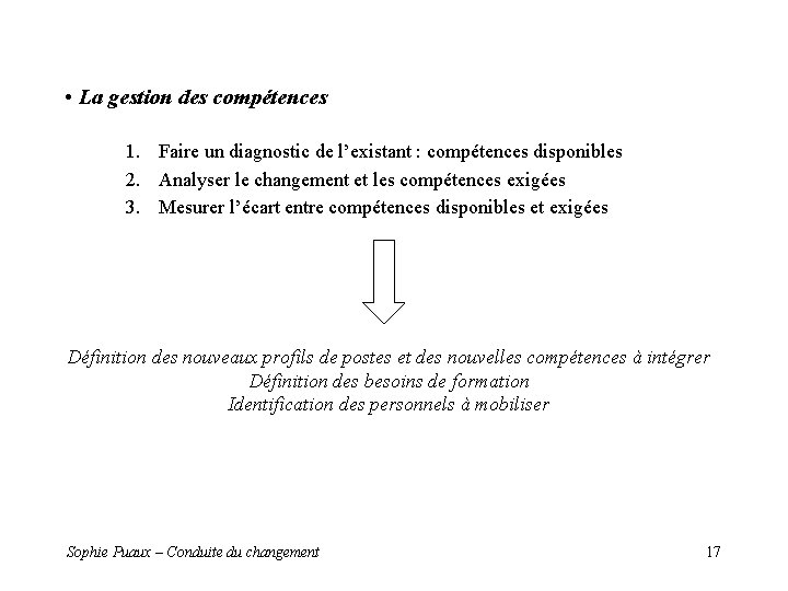 • La gestion des compétences 1. Faire un diagnostic de l’existant : compétences • La gestion des compétences 1. Faire un diagnostic de l’existant : compétences