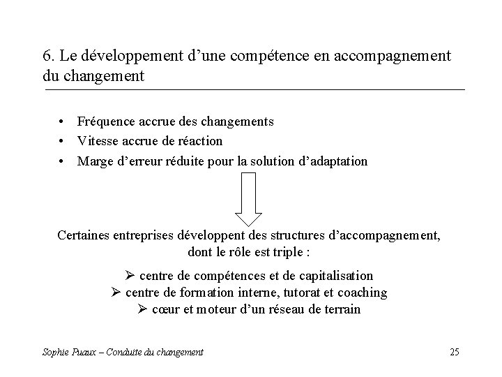 6. Le développement d’une compétence en accompagnement du changement • Fréquence accrue des changements 6. Le développement d’une compétence en accompagnement du changement • Fréquence accrue des changements