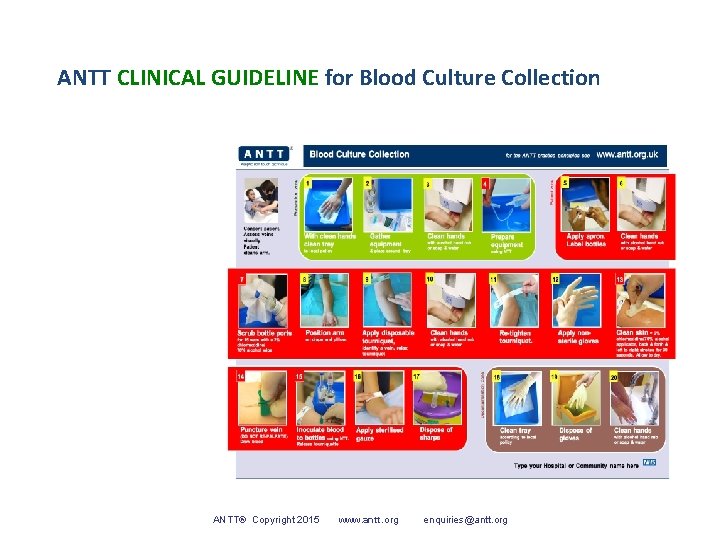 ANTT CLINICAL GUIDELINE for Blood Culture Collection ANTT® Copyright 2015 www. antt. org enquiries@antt.