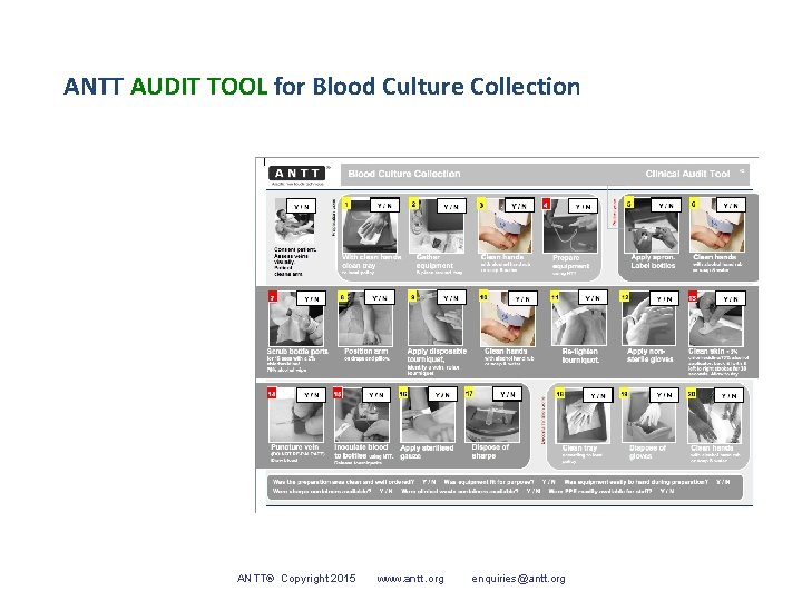 ANTT AUDIT TOOL for Blood Culture Collection ANTT® Copyright 2015 www. antt. org enquiries@antt.