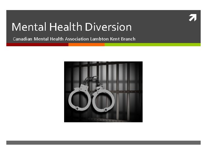 Mental Health Diversion Canadian Mental Health Association Lambton Kent Branch 