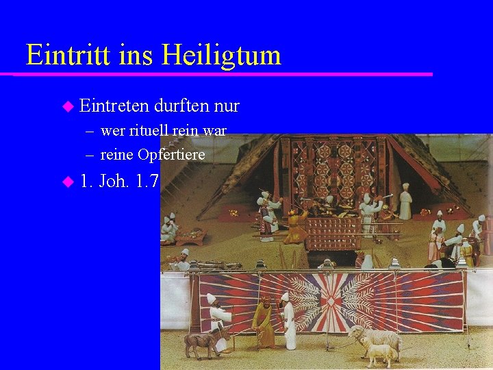 Eintritt ins Heiligtum Eintreten durften nur – wer rituell rein war – reine Opfertiere