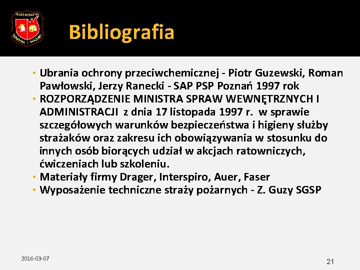 Bibliografia Ubrania ochrony przeciwchemicznej - Piotr Guzewski, Roman Pawłowski, Jerzy Ranecki - SAP PSP