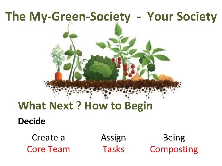 The My-Green-Society - Your Society What Next ? How to Begin Decide Create a