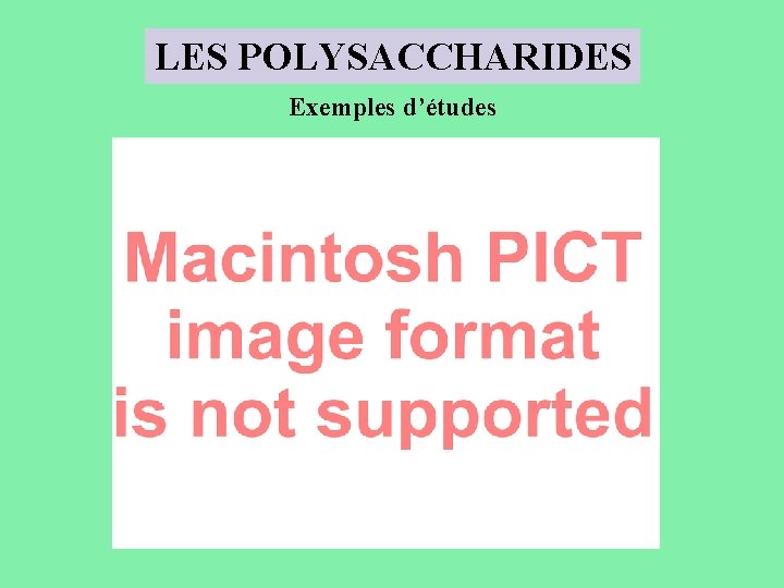 LES POLYSACCHARIDES Exemples d’études 