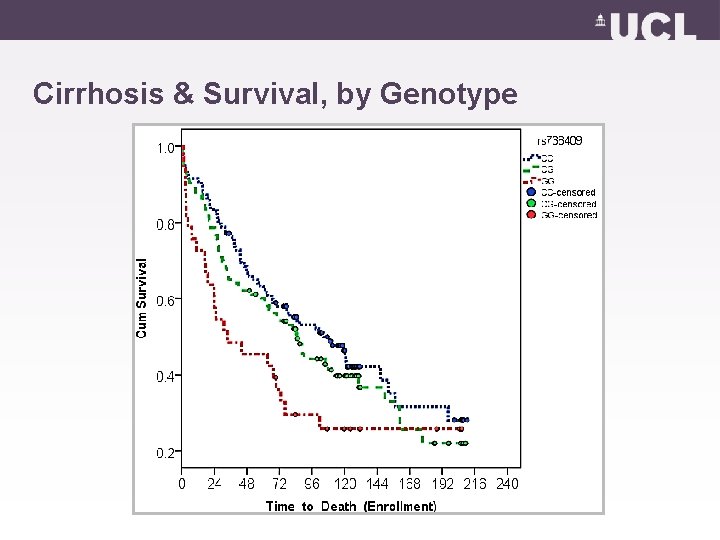 Cirrhosis & Survival, by Genotype 
