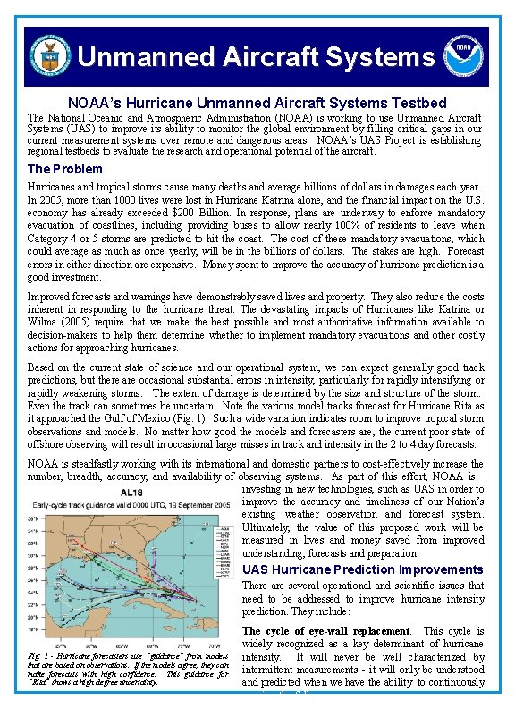 Unmanned Aircraft Systems NOAA’s Hurricane Unmanned Aircraft Systems Testbed The National Oceanic and Atmospheric